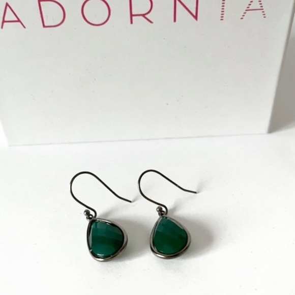 NWT Adornia Onyx Pearl Drop Earrings Green - Picture 4 of 4